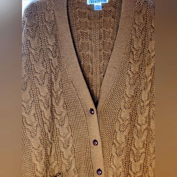Vtg Clifford & Wills L Rysset CableKnitted Pockets100%WOOL ButtonsWomen Cardigan - Picture 3 of 7